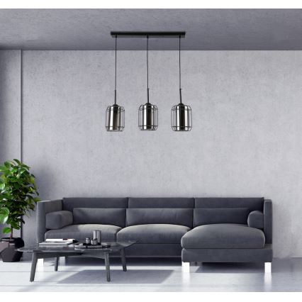 Κρεμαστό φωτιστικό οροφής ράγα JONERA 3xE27/40W/230V μαύρο