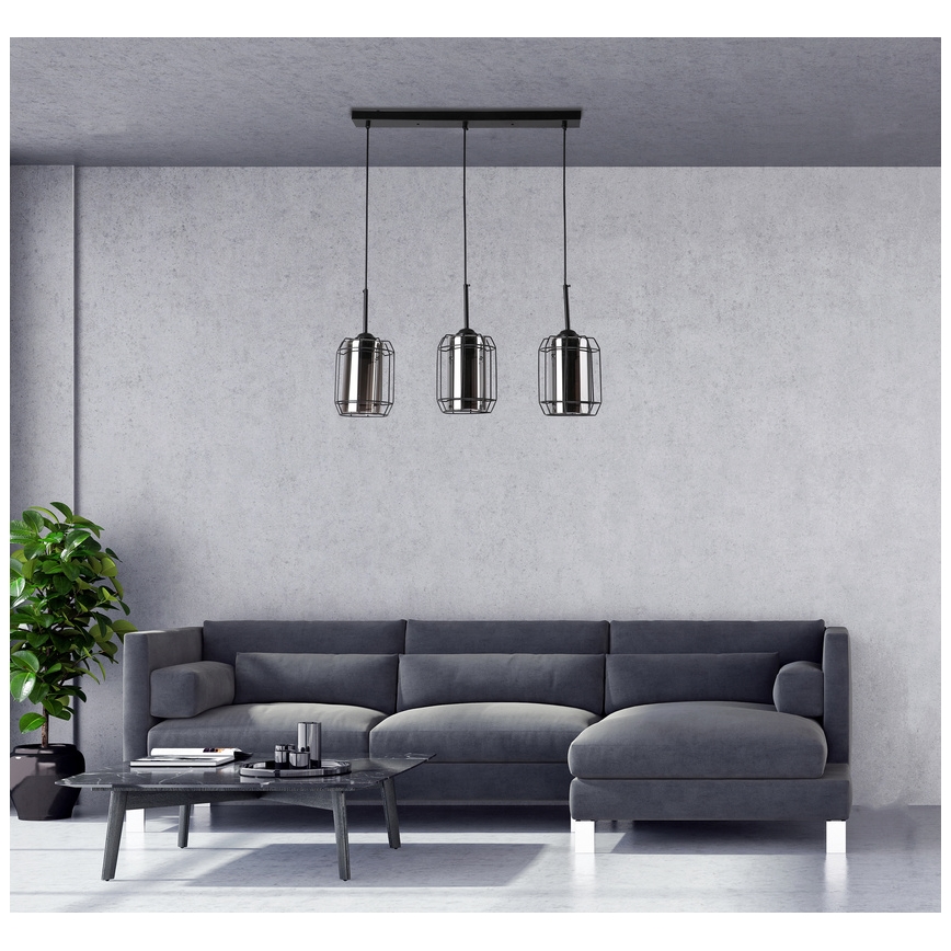 Κρεμαστό φωτιστικό οροφής ράγα JONERA 3xE27/40W/230V μαύρο