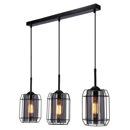 Κρεμαστό φωτιστικό οροφής ράγα JONERA 3xE27/40W/230V μαύρο