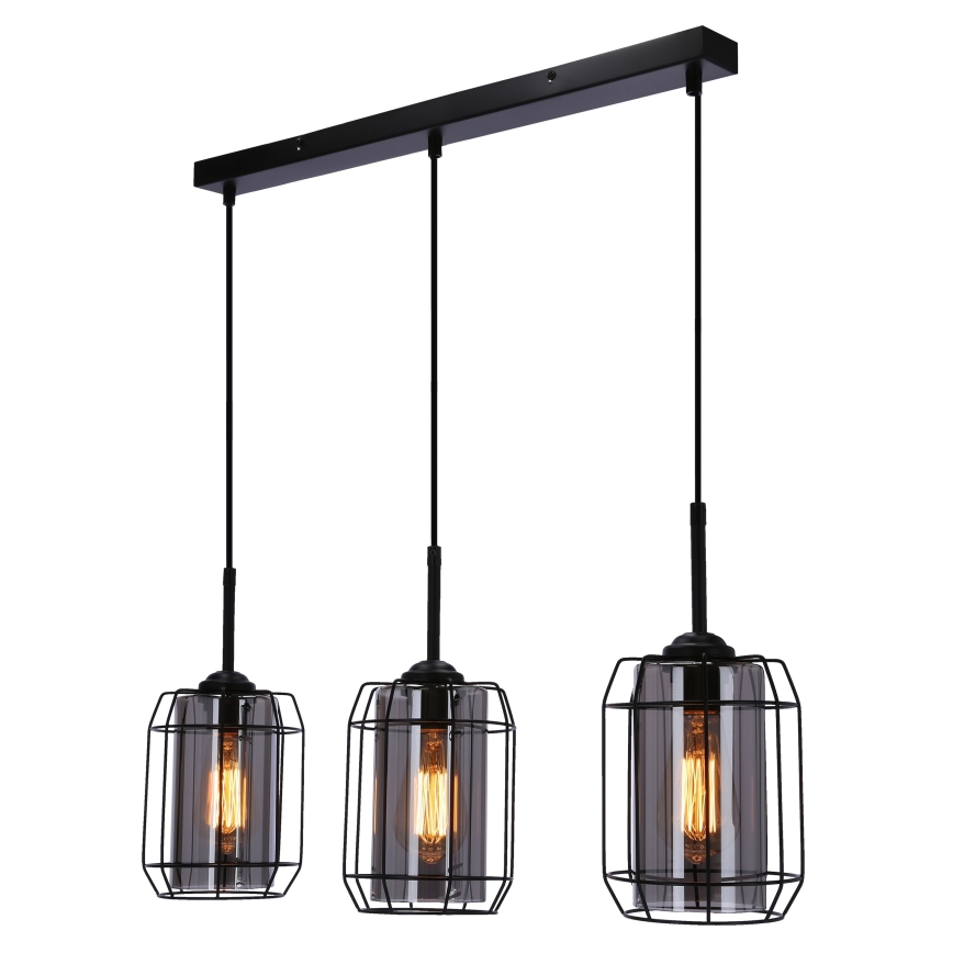 Κρεμαστό φωτιστικό οροφής ράγα JONERA 3xE27/40W/230V μαύρο