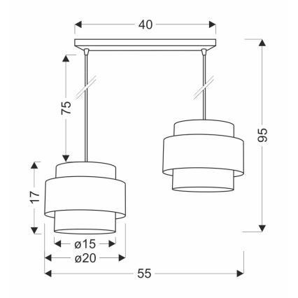 Κρεμαστό φωτιστικό οροφής ράγα JUTA 2xE27/40W/230V καφέ/λευκό