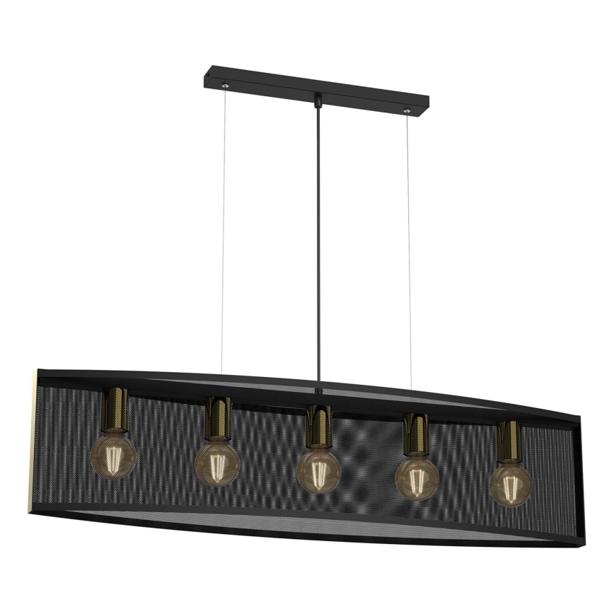 Κρεμαστό φωτιστικό οροφής ράγα KAGA 5xE27/60W/230V μαύρο/χρυσαφί