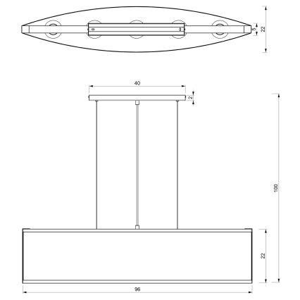 Κρεμαστό φωτιστικό οροφής ράγα KAGA 5xE27/60W/230V μαύρο/χρυσαφί