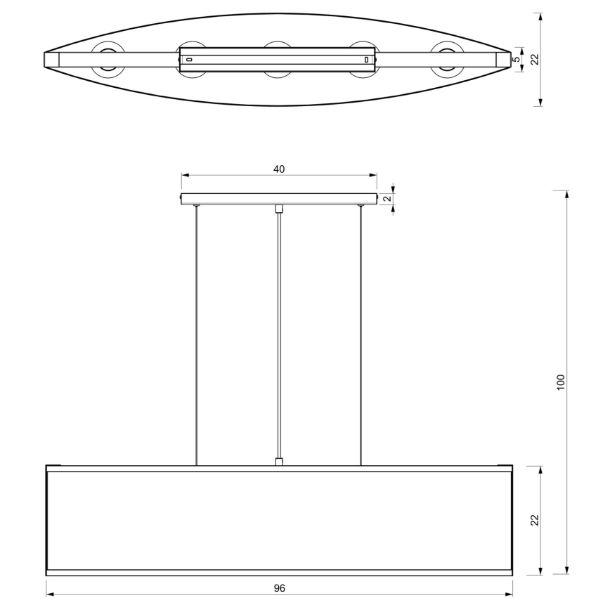 Κρεμαστό φωτιστικό οροφής ράγα KAGA 5xE27/60W/230V μαύρο/χρυσαφί