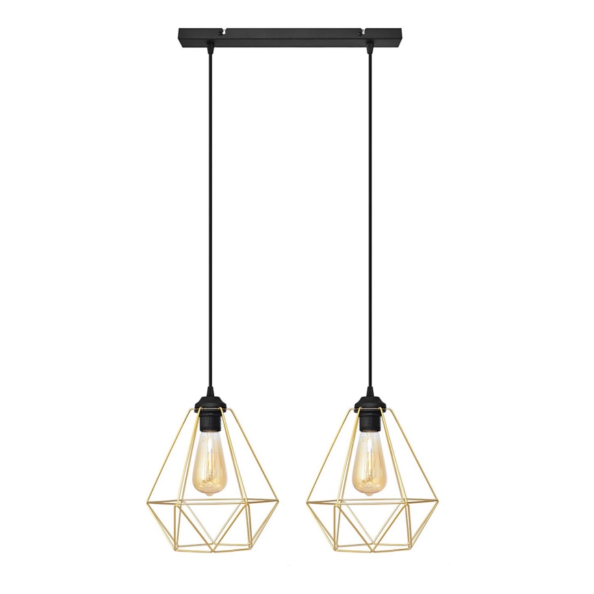 Κρεμαστό φωτιστικό οροφής ράγα KARO 2xE27/15W/230V χρυσαφί/μαύρο