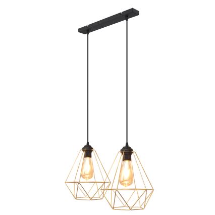 Κρεμαστό φωτιστικό οροφής ράγα KARO 2xE27/15W/230V χρυσαφί/μαύρο