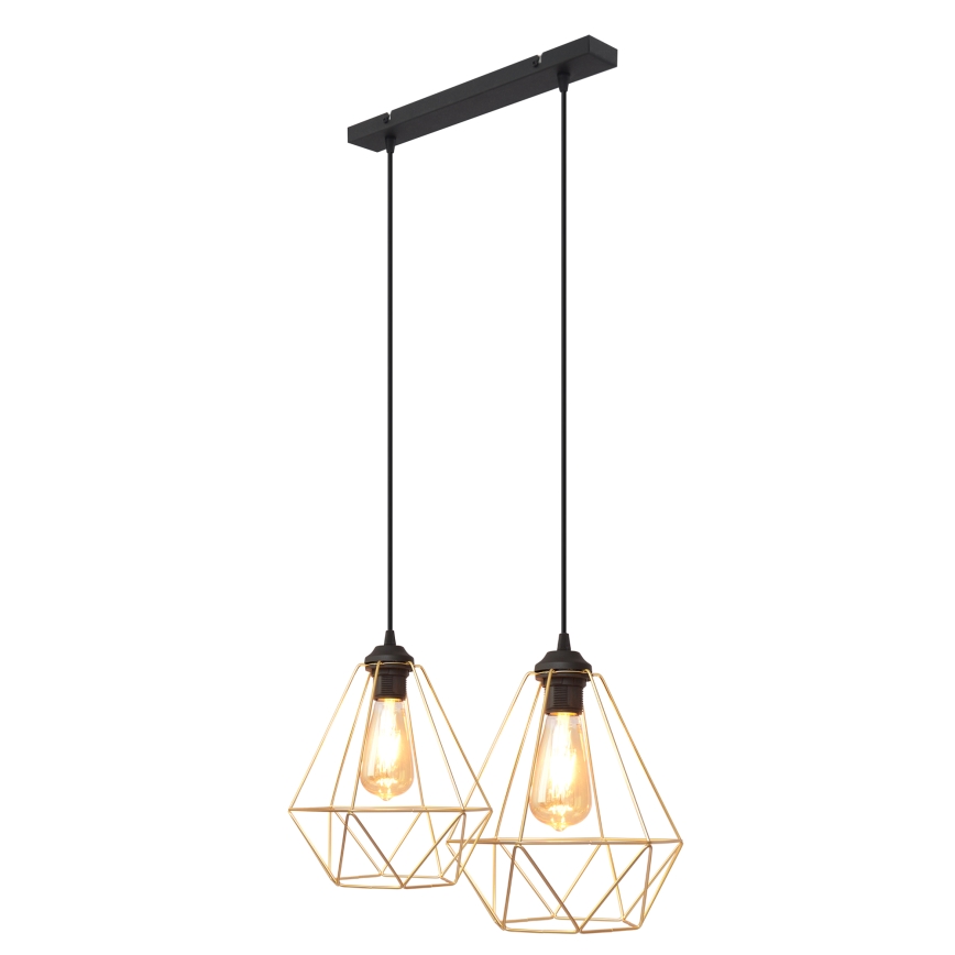 Κρεμαστό φωτιστικό οροφής ράγα KARO 2xE27/15W/230V χρυσαφί/μαύρο