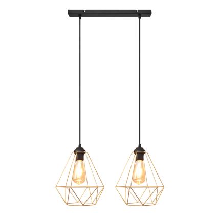 Κρεμαστό φωτιστικό οροφής ράγα KARO 2xE27/15W/230V χρυσαφί/μαύρο