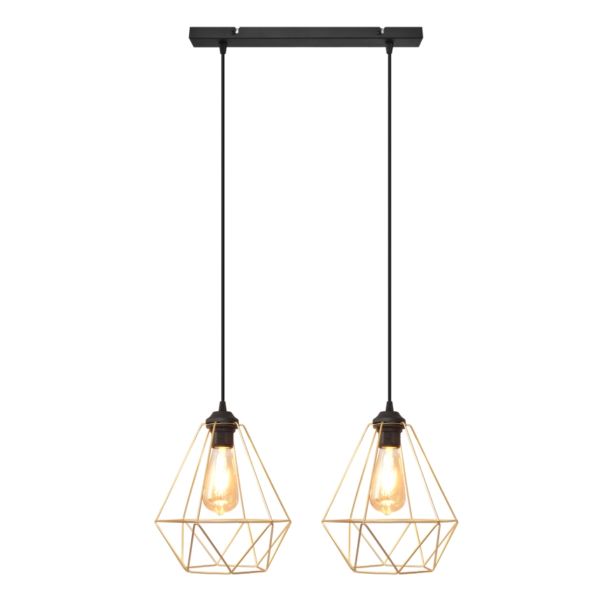 Κρεμαστό φωτιστικό οροφής ράγα KARO 2xE27/15W/230V χρυσαφί/μαύρο