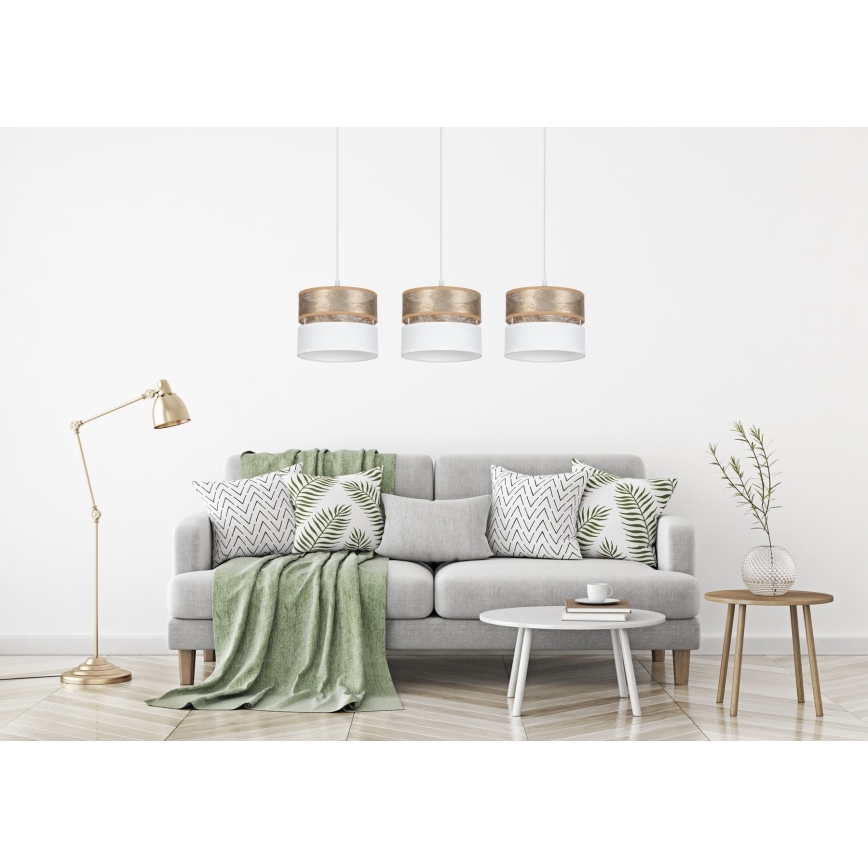 Κρεμαστό φωτιστικό οροφής ράγα LIMA 3xE27/60W/230V χρυσαφί/λευκό