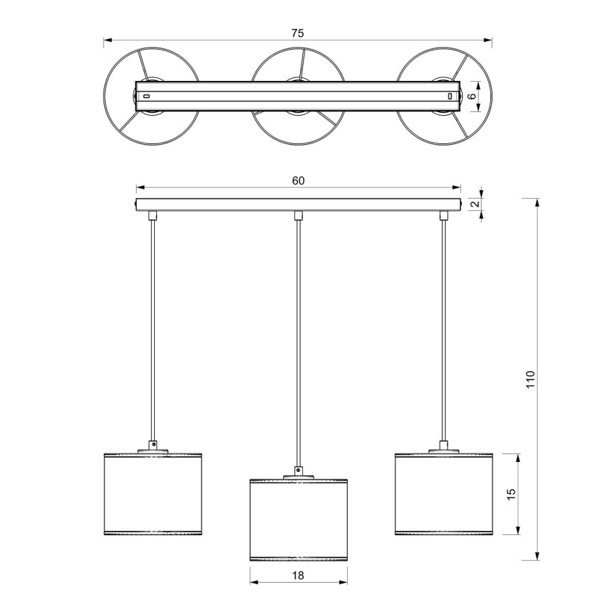 Κρεμαστό φωτιστικό οροφής ράγα LOFT SHADE 3xE27/60W/230V μαύρο/χρυσό