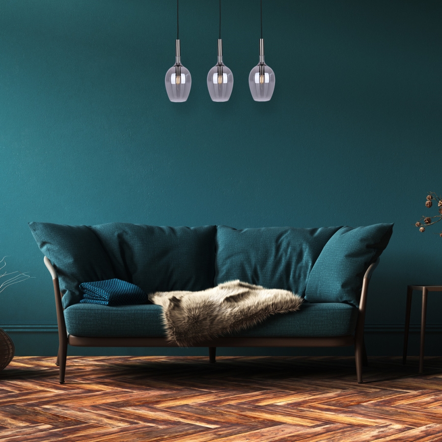 Κρεμαστό φωτιστικό οροφής ράγα LUGANO 3xE14/40W/230V γκρι