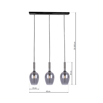 Κρεμαστό φωτιστικό οροφής ράγα LUGANO 3xE14/40W/230V γκρι