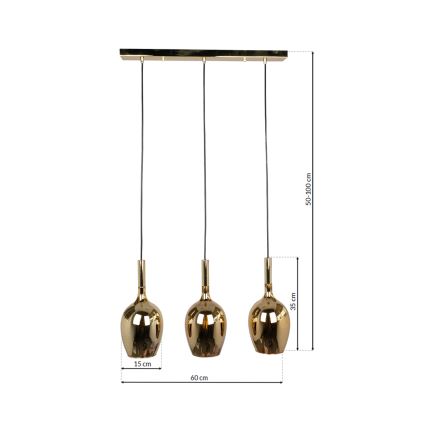 Κρεμαστό φωτιστικό οροφής ράγα LUGANO 3xE14/40W/230V χρυσό