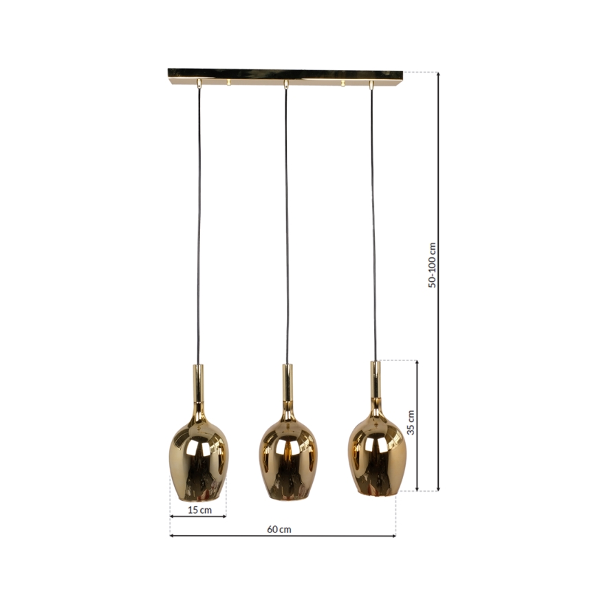 Κρεμαστό φωτιστικό οροφής ράγα LUGANO 3xE14/40W/230V χρυσό