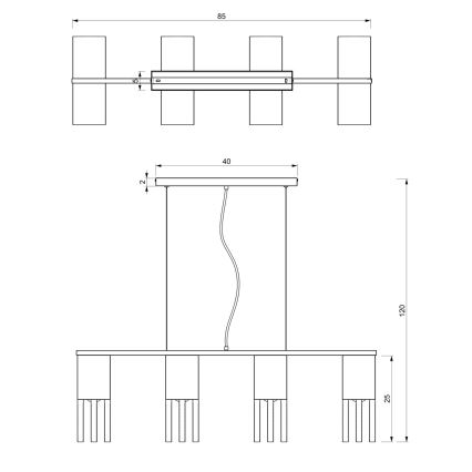 Κρεμαστό φωτιστικό οροφής ράγα MALM 4xE27/60W/230V