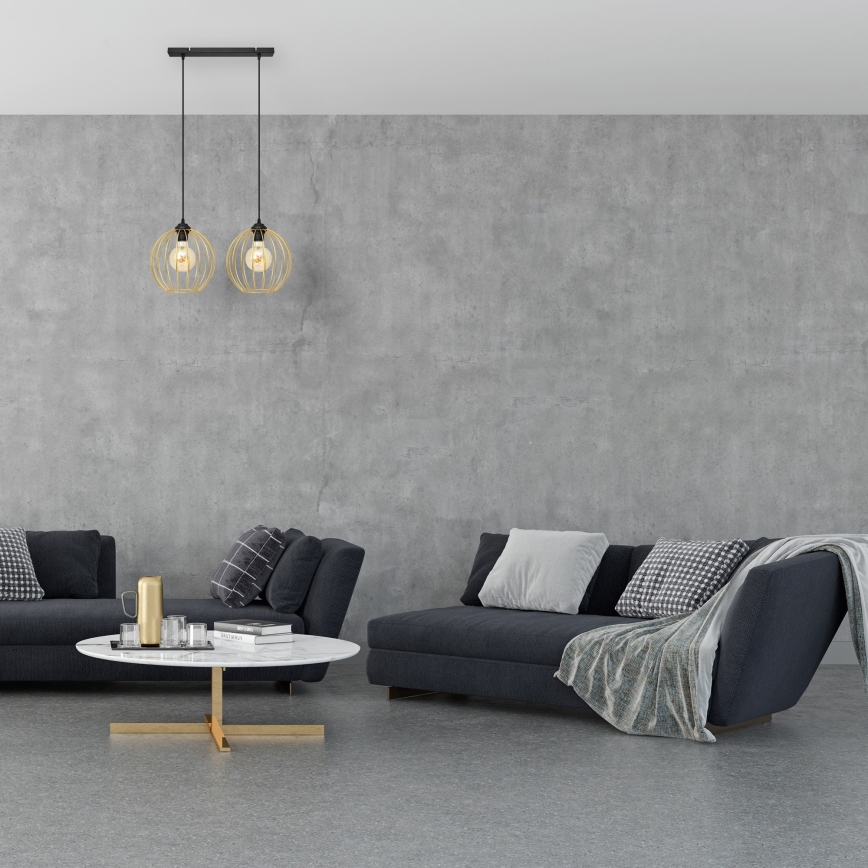 Κρεμαστό φωτιστικό οροφής ράγα MERCURE 2xE27/15W/230V χρυσαφί/μαύρο