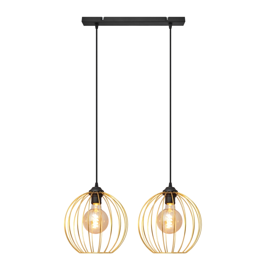 Κρεμαστό φωτιστικό οροφής ράγα MERCURE 2xE27/15W/230V χρυσαφί/μαύρο