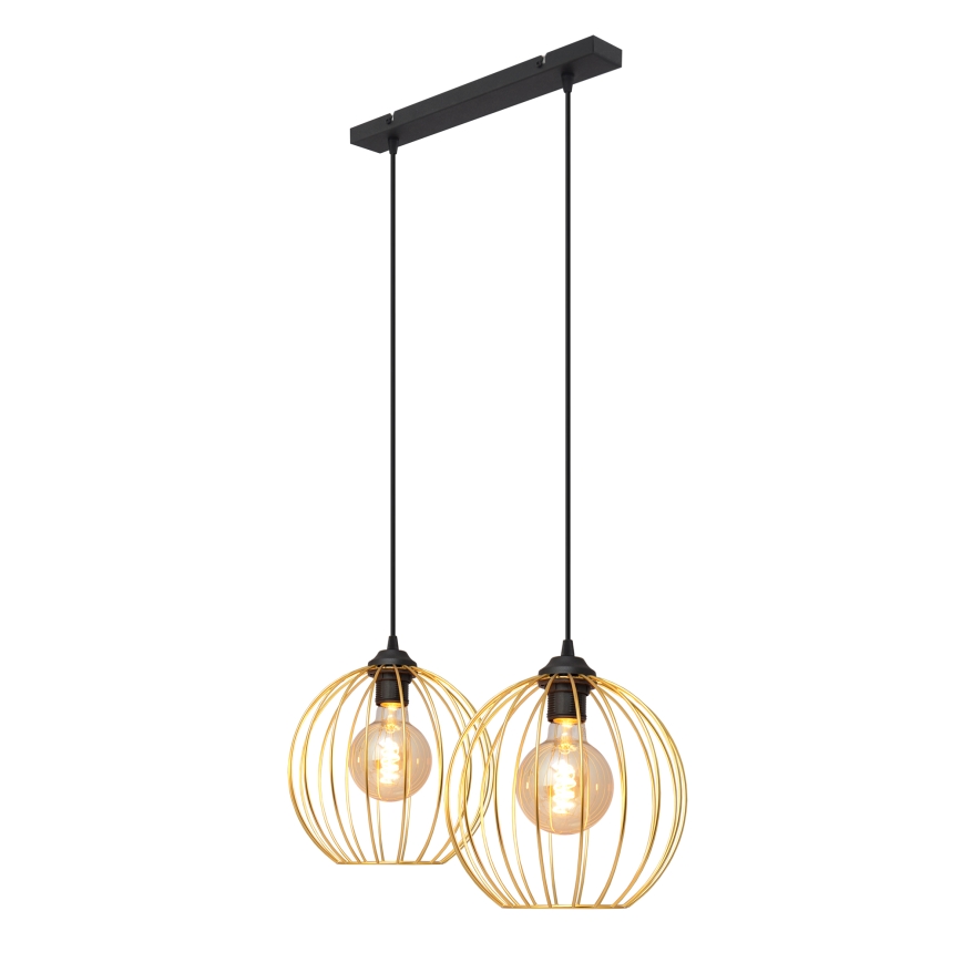 Κρεμαστό φωτιστικό οροφής ράγα MERCURE 2xE27/15W/230V χρυσαφί/μαύρο