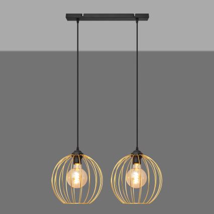 Κρεμαστό φωτιστικό οροφής ράγα MERCURE 2xE27/15W/230V χρυσαφί/μαύρο