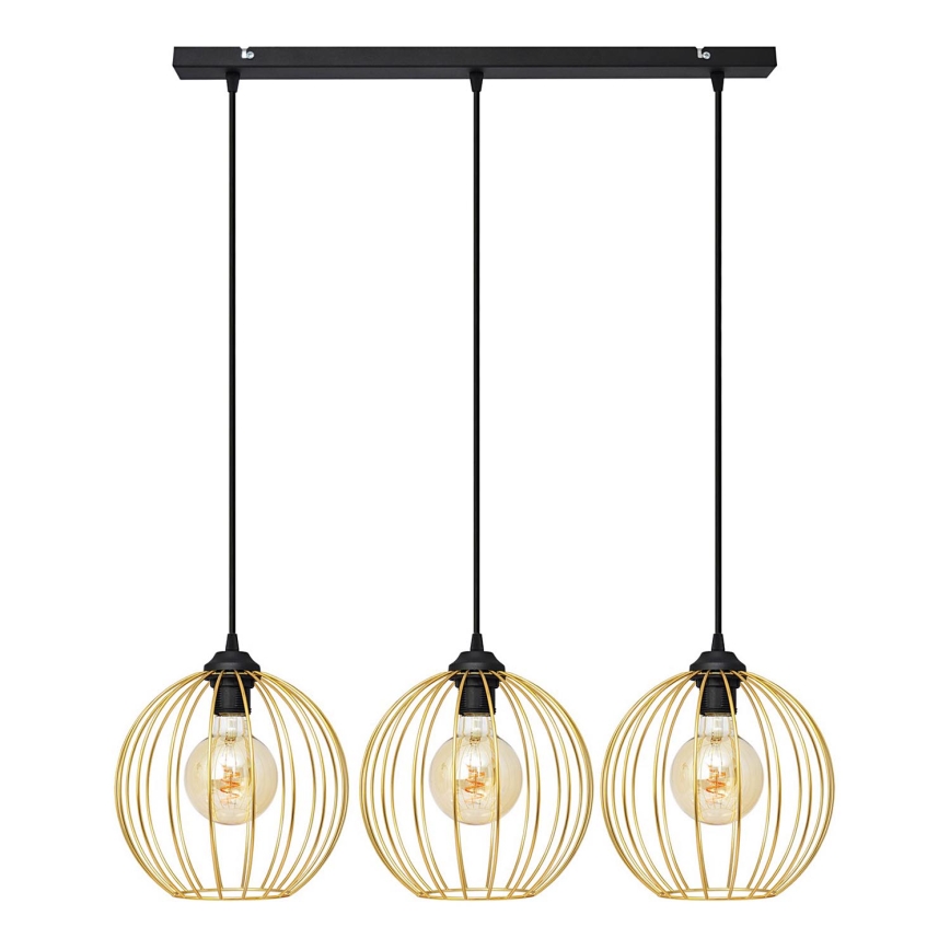 Κρεμαστό φωτιστικό οροφής ράγα MERCURE 3xE27/15W/230V χρυσαφί/μαύρο