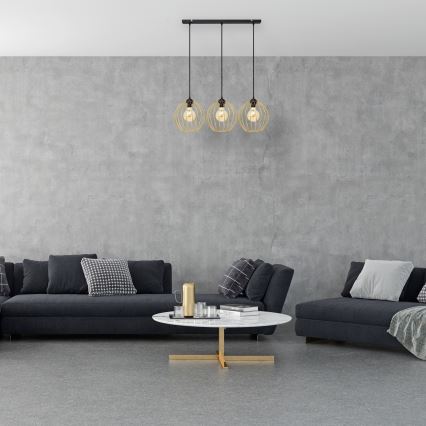 Κρεμαστό φωτιστικό οροφής ράγα MERCURE 3xE27/15W/230V χρυσαφί/μαύρο
