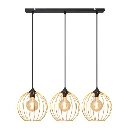Κρεμαστό φωτιστικό οροφής ράγα MERCURE 3xE27/15W/230V χρυσαφί/μαύρο