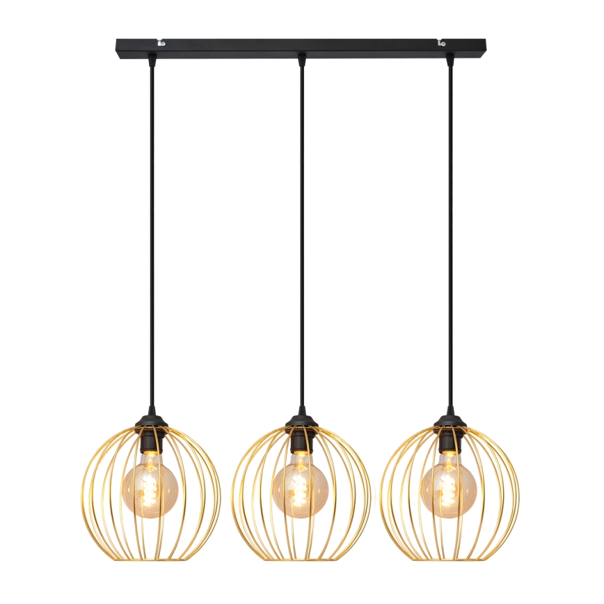 Κρεμαστό φωτιστικό οροφής ράγα MERCURE 3xE27/15W/230V χρυσαφί/μαύρο