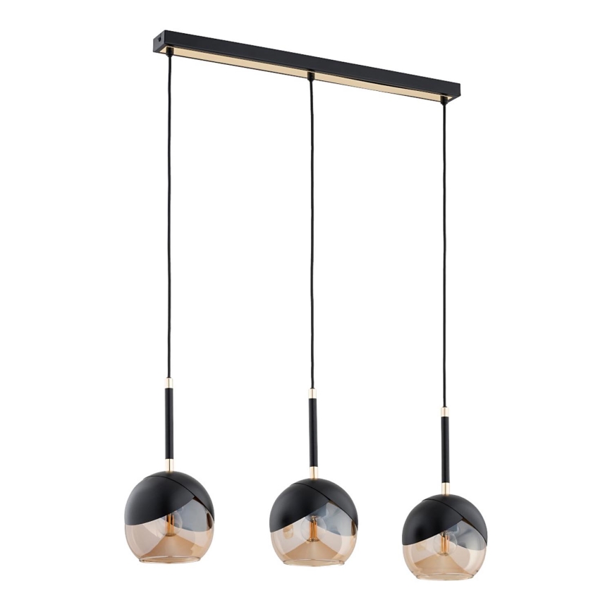 Κρεμαστό φωτιστικό οροφής ράγα MILTONA 3xE27/60W/230V μαύρο/μπεζ