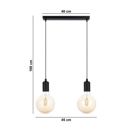 Κρεμαστό φωτιστικό οροφής ράγα MIROS 2xE27/60W/230V μαύρο