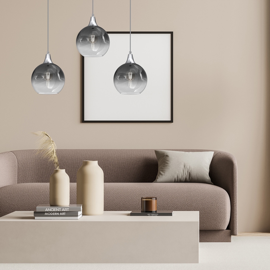 Κρεμαστό φωτιστικό οροφής ράγα MONTE 3xE27/60W/230V δ. 20 cm ματ χρώμιο