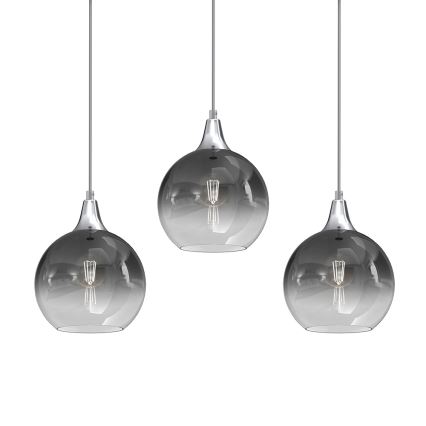 Κρεμαστό φωτιστικό οροφής ράγα MONTE 3xE27/60W/230V δ. 20 cm ματ χρώμιο