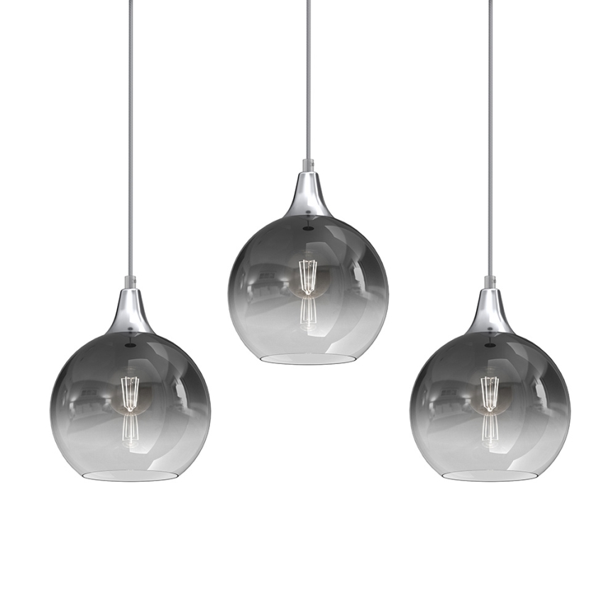 Κρεμαστό φωτιστικό οροφής ράγα MONTE 3xE27/60W/230V δ. 20 cm ματ χρώμιο