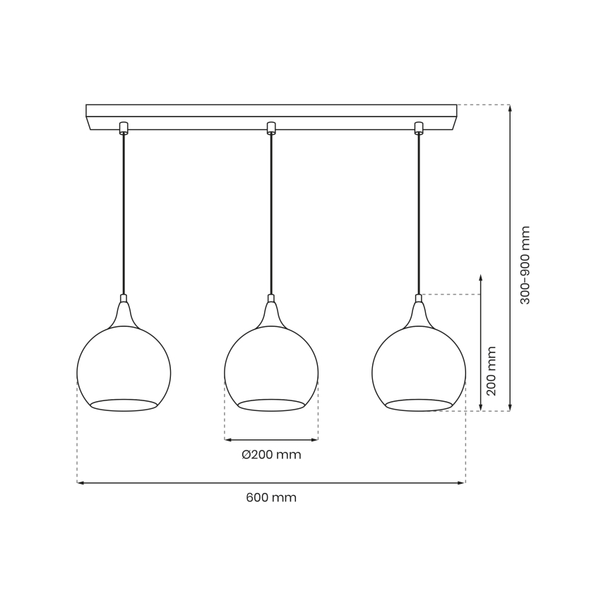Κρεμαστό φωτιστικό οροφής ράγα MONTE 3xE27/60W/230V δ. 20 cm ματ χρώμιο