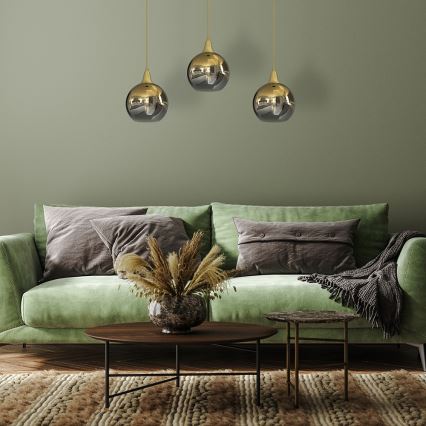 Κρεμαστό φωτιστικό οροφής ράγα MONTE 3xE27/60W/230V χρυσό