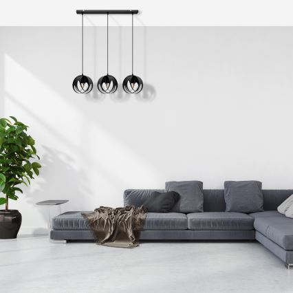 Κρεμαστό φωτιστικό οροφής ράγα MOONLIGHT 3xE27/15W/230V μαύρο