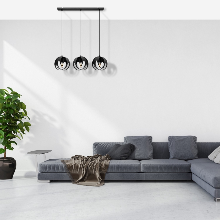 Κρεμαστό φωτιστικό οροφής ράγα MOONLIGHT 3xE27/15W/230V μαύρο