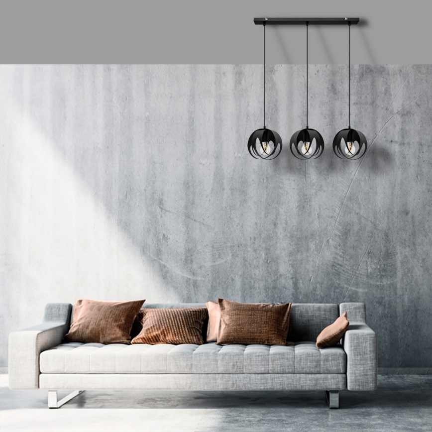 Κρεμαστό φωτιστικό οροφής ράγα MOONLIGHT 3xE27/15W/230V μαύρο