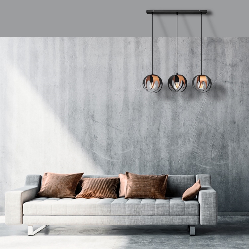 Κρεμαστό φωτιστικό οροφής ράγα MOONLIGHT 3xE27/15W/230V μαύρο/χάλκινο