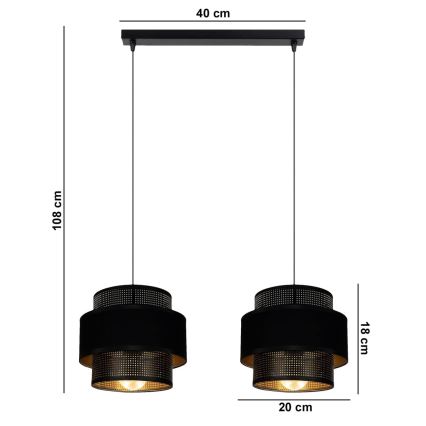 Κρεμαστό φωτιστικό οροφής ράγα NESS 2xE27/60W/230V μαύρο