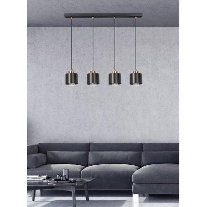 Κρεμαστό φωτιστικό οροφής ράγα OLENA 4xE27/60W/230V μαύρο
