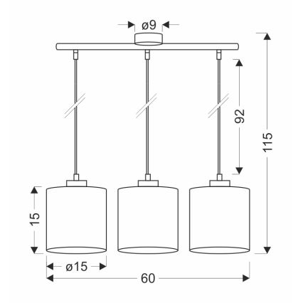 Κρεμαστό φωτιστικό οροφής ράγα PATTI 3xE27/60W/230V πράσινο