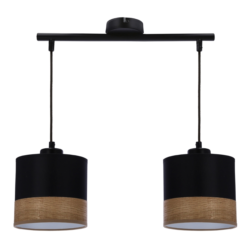 Κρεμαστό φωτιστικό οροφής ράγα PORTO 2xE27/60W/230V μαύρο/καφέ