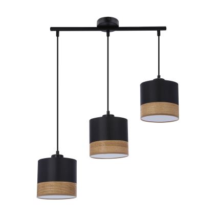 Κρεμαστό φωτιστικό οροφής ράγα PORTO 3xE27/60W/230V μαύρο/καφέ