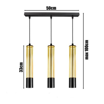 Κρεμαστό φωτιστικό οροφής ράγα PRESCOT 3xGU10/40W/230V χρυσό