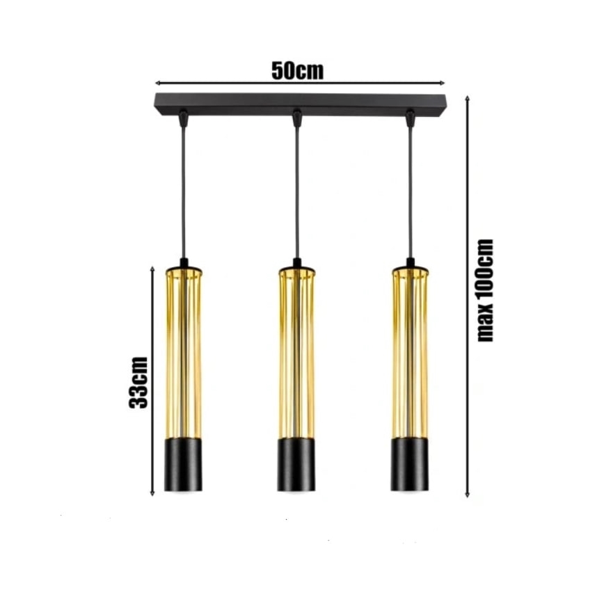 Κρεμαστό φωτιστικό οροφής ράγα PRESCOT 3xGU10/40W/230V χρυσό