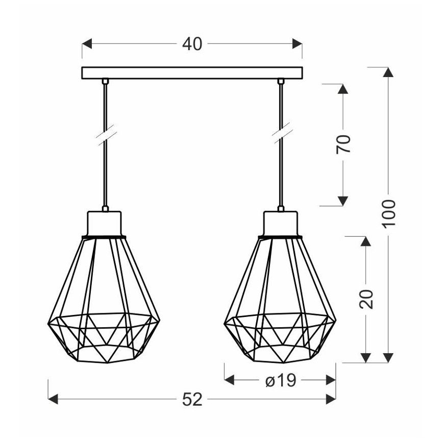 Κρεμαστό φωτιστικό οροφής ράγα PRIMO 2xE27/60W/230V μαύρο/χρυσό