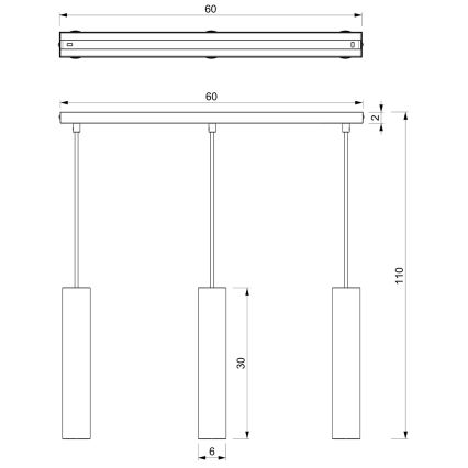 Κρεμαστό φωτιστικό οροφής ράγα RAITO 3xGU10/8W/230V μαύρο