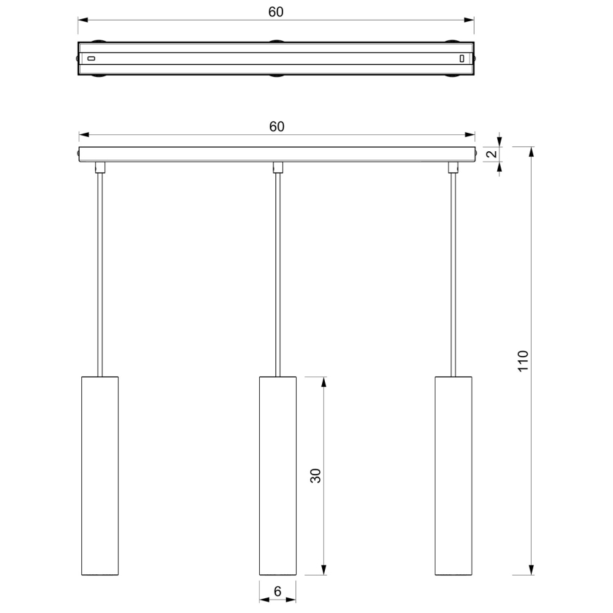 Κρεμαστό φωτιστικό οροφής ράγα RAITO 3xGU10/8W/230V μαύρο