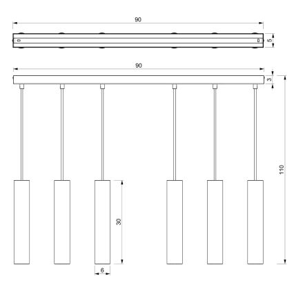 Κρεμαστό φωτιστικό οροφής ράγα RAITO 6xGU10/8W/230V ορείχαλκος